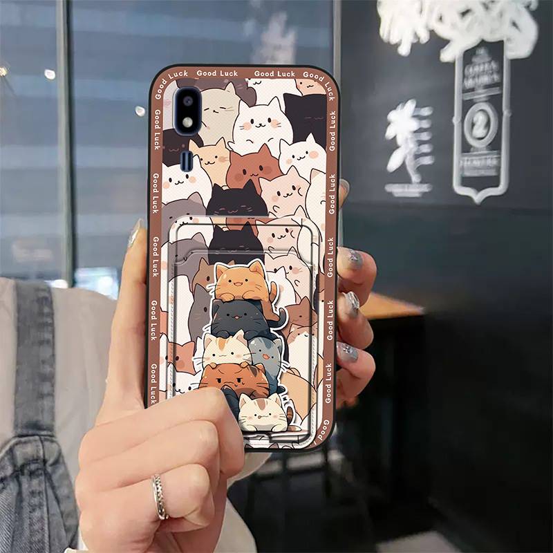 Fashion Design Anti-dust Phone Case For Samsung Galaxy A2 Core TPU Waterproof Shockproof Anti-knock Card bag Silicone. 
