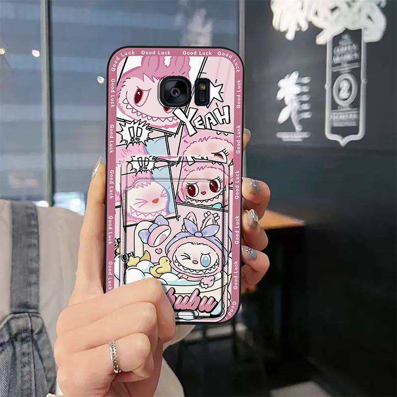 Anti-knock protective Phone Case For Samsung Galaxy S7 Edge/G9350 TPU Cartoon Graffiti Anti-dust Back Cover Card slot. 