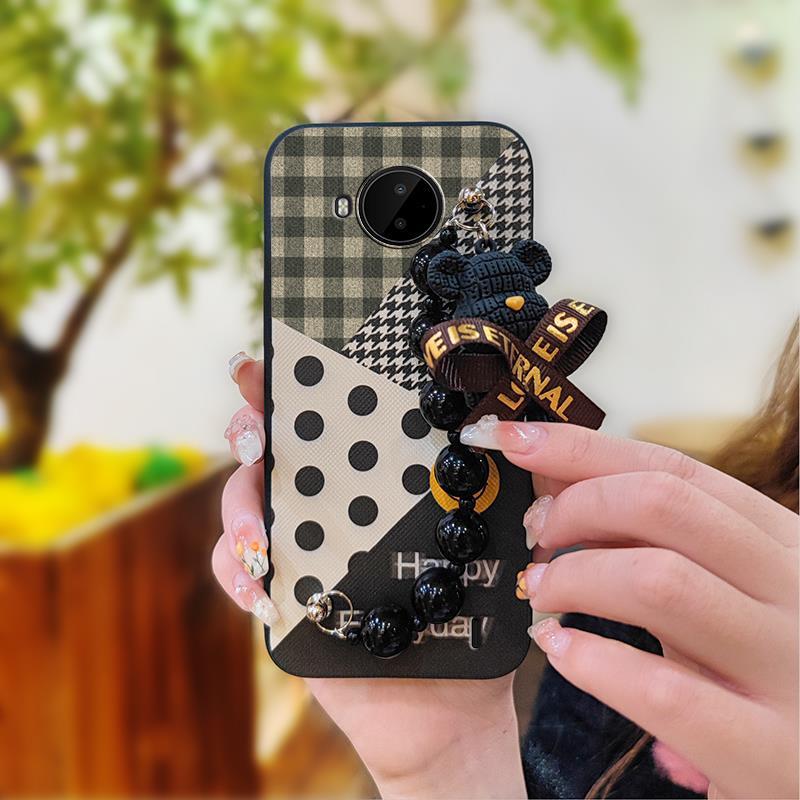 Black%20pearl%20pendant%20Dirt-resistant%20Phone%20Case%20For%20Nokia%20C20%20Plus%20Back%20Cover%20soft%20case%20Bear%20bracelet%20Anti-knock%20Cartoon%20-%20Image%209