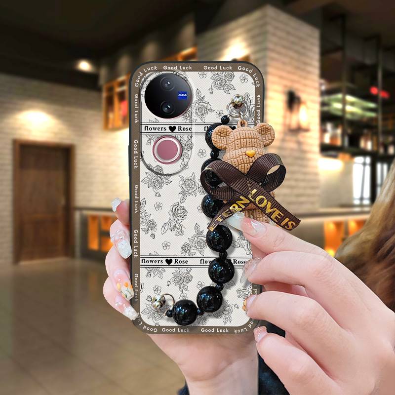 silicone Cartoon Phone Case For VIVO V50 5G Global Bear bracelet Waterproof soft case cute Simplicity Skin-friendly feel. 