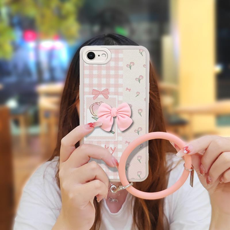 imitation leather soft shell Phone Case For iphone 7/8/iphone SE 2020/SE2 Solid color Back Cover Dirt-resistant bowknot. 