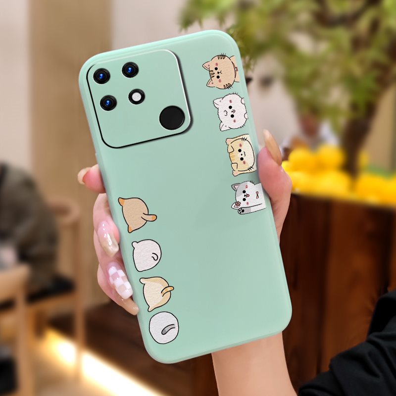 Cartoon Camera all inclusive Phone Case For OPPO Realme Narzo 50A Solid color soft shell cute Lens bump protection cat. 
