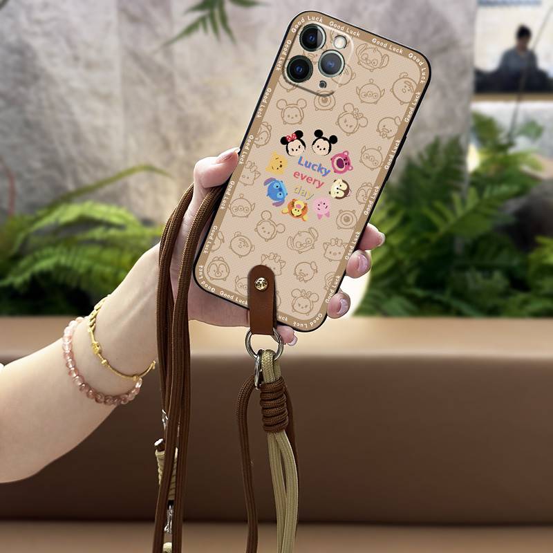 Durable Silicone Phone Case For iphone 11 Pro Max/ip11Pro Max Crossbody Back Cover Necklace Cartoon Waterproof Soft case. 