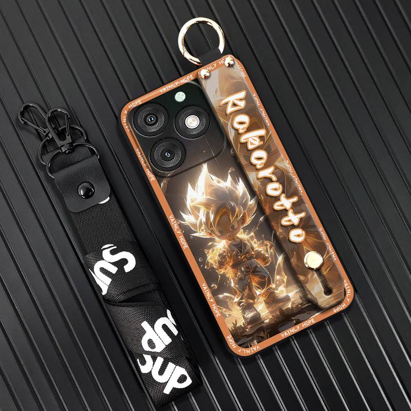 Silicone Back Cover Phone Case For Itel A50/A667L Wrist Strap Fashion Design Phone Holder Wristband Kickstand Lanyard. 